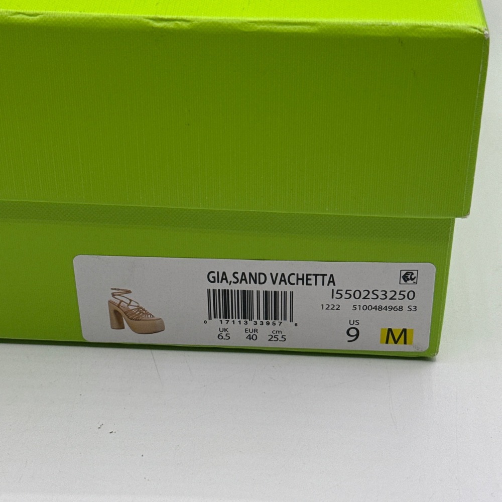 Sam Edelman Gia Platform Sandals Womens 9M Sand Vachetta Leather Wood Block Heel - Picture 3 of 16